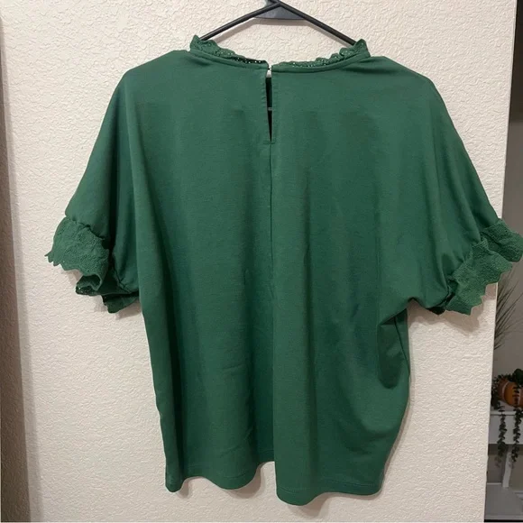 Ann Taylor Forest Green Ruffle Blouse medium - Picture 7 of 13